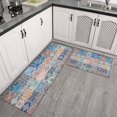 thumbnail image 3 of Bohemian Blue Geometric Design Rugs and Mats Non Skid Washable Absorbent Microfiber Soft Kitchen Mat for Floor Set Of 2 Decor Stain Resistant 17"x47"+17"x30", 3 of 7