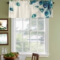 thumbnail image 5 of Peacock Feather Valances for Windows, Teal Ethnic Rustic Farmhouse Elegant Light Filtering Kitchen Curtains, Rod Pocket Window Valance Curtains for Living Room Bedroom, 60" W x 18" L, 2 Panels, 5 of 9