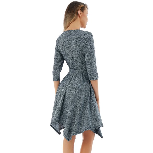 Unique Femmes Tricot Robe Slim Élégante Dames Robe Mode Irrégulière Ourlet Swing Sortir Ensemble Partie Porter Robe Longue Manches Maxi