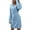 Blue, variant on Women's V Neck Shoulder Drop Sweater Dress Long Sleeve Waistband Woolen Knitted Dress Autumn Winter Fashion Casual Comfortable