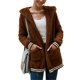 thumbnail image 1 of Chaqueta borrosa de manga larga para mujer, diseño de bolsillo largo de invierno, abrigo cálido con capucha para fiesta, compras informales, marrón XXL, 1 of 8