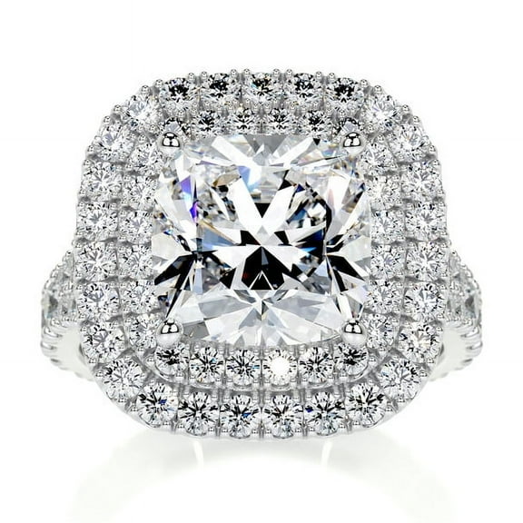 Spot Jewel Beautiful 1.7 Ct Cushion Cut Diamond Halo Bridal Set - Lab-Created Diamond Engagement Ring in 14K White Gold Plated - Elegant Women's Ring - Perfect Gift for Her on Any Special Occasion