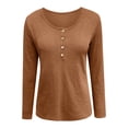 thumbnail image 5 of Holzkary Womens Long Sleeve Henley Shirts Ribbed Button Down Casual Tunic Tops Women's Knit Tops Casual Long Sleeve Blouses Slim Fit Button Down V Neck Shirt Brown Xxl, 5 of 5