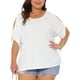 thumbnail image 1 of Blusa de manga corta con hombros descubiertos de talla grande Agnes Orinda para mujeres, camiseta casual de verano 1X blanca, 1 of 6
