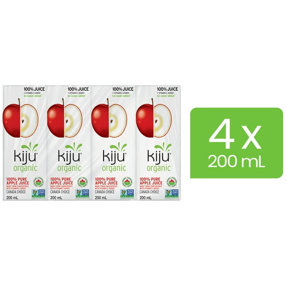 Boîtes de jus de pomme  biologique 100 % pur Kiju 4 x 200 ML