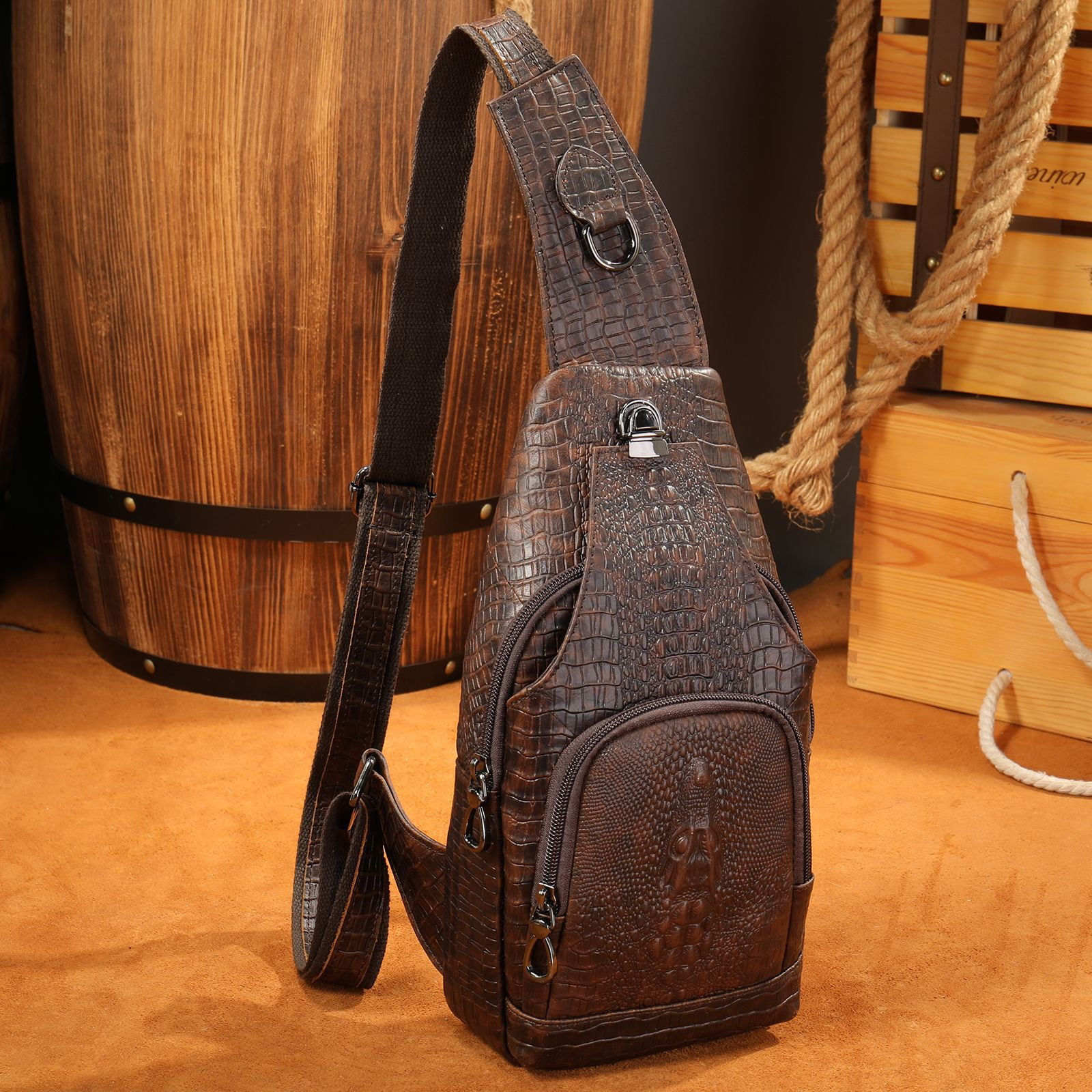 Genuine Leather Sling Bag Anti Thief Crossbody Bag Personal Pocket Bag Chest Shoulder Bag for Travel Hiking Fashion Design Bags Walmart