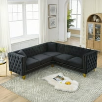 Modern Velvet L-Shaped 5-Seater Corner Sofa 82.2Inch for Living Room