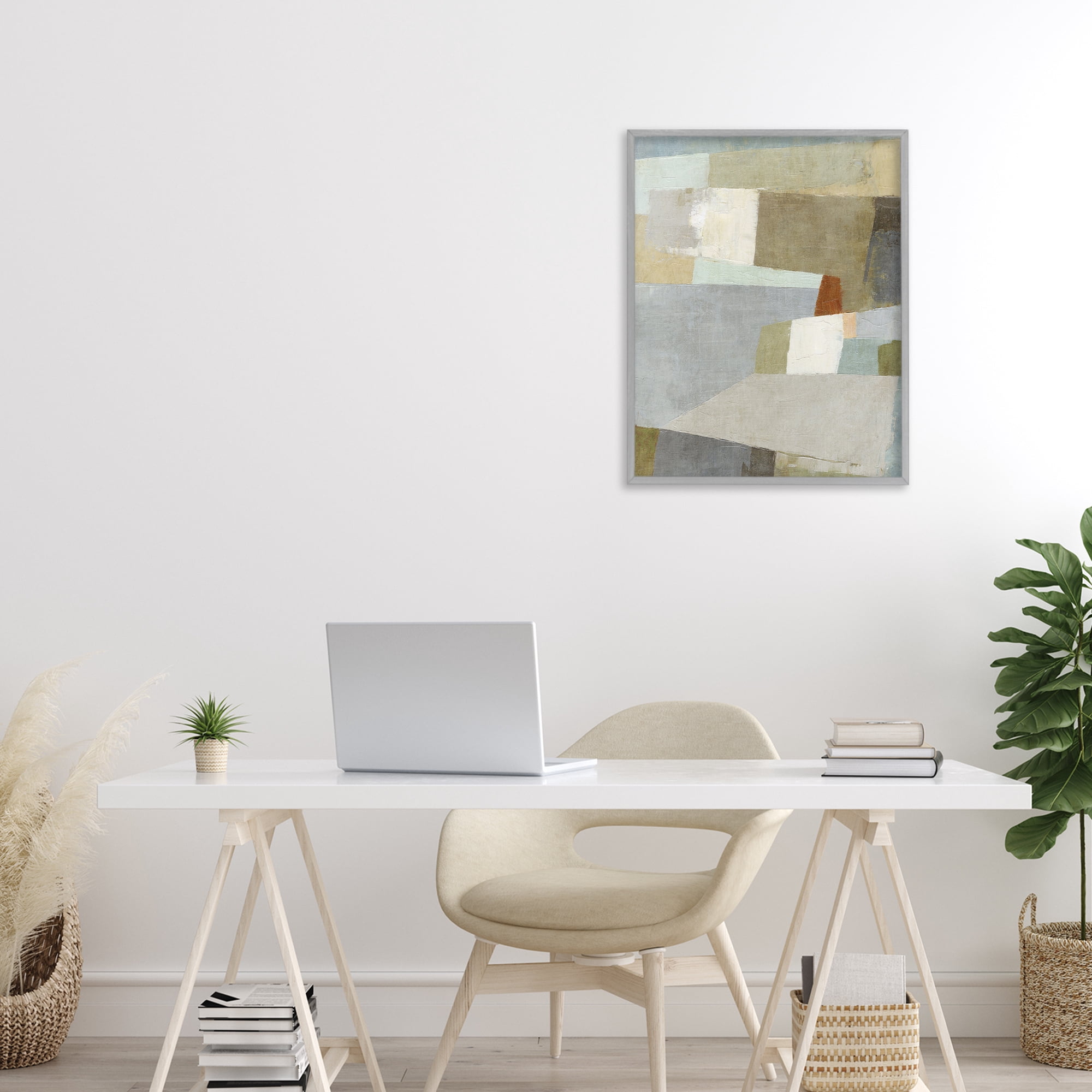 Stupell Industries Causeway Neutral Geometrics Gray Framed Giclee Art, design by Suzanne Nicoll
