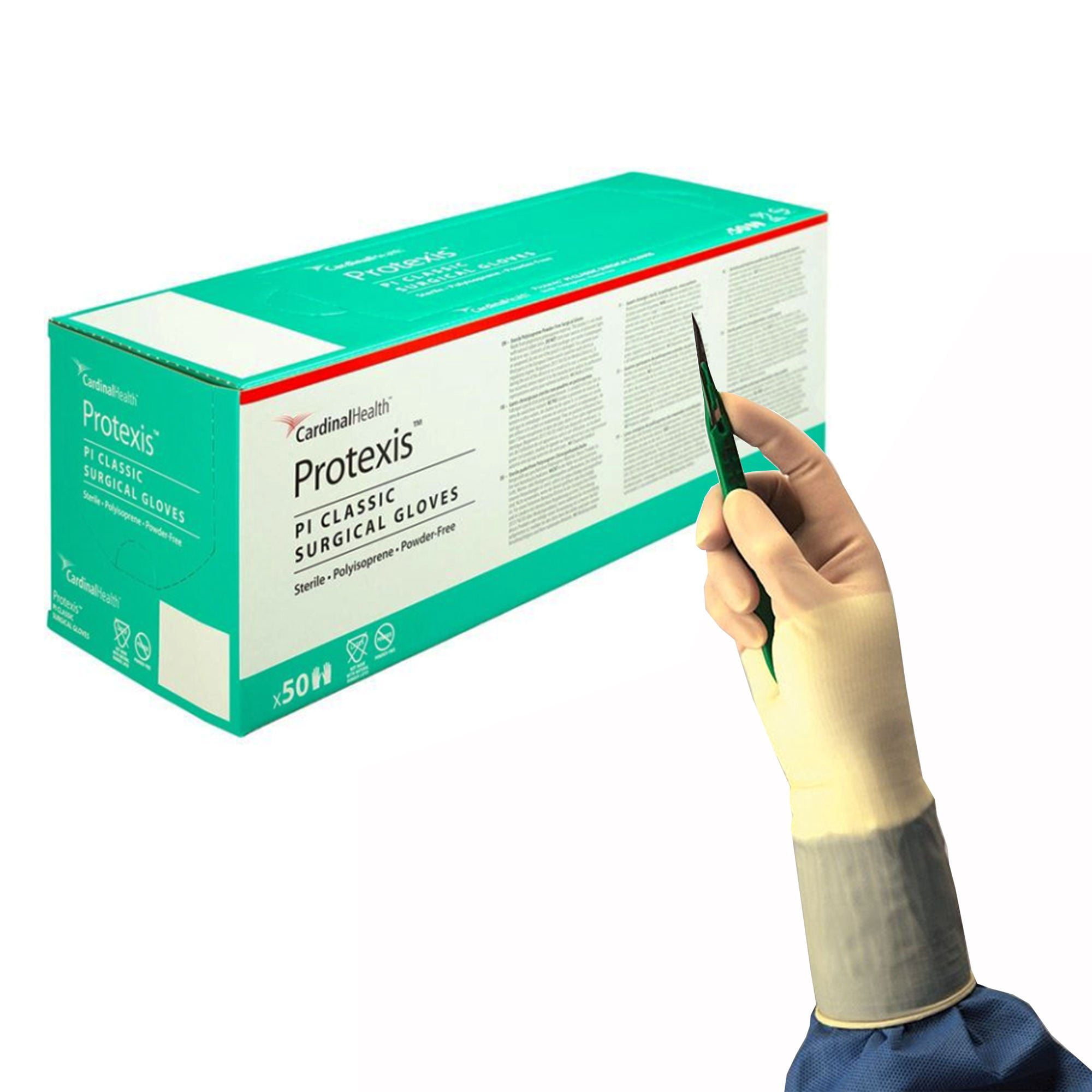 Protexis PI Classic Disposable Sterile Polyisoprene Surgical Glove Standard Cuff Length SIZE 8 2D72PL80X 50 per Box