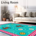 thumbnail image 2 of ODIKA 3'x5' Machine Washable Non-Slip Area Rug, Seashore Wave Maritime Shellfish Entrance High Traffic Rug with Pad, Turquoise, 655601, 2 of 8