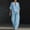 A01Sky Blue, variant on Xdegoge Linen Sets for Women Sleeveless Deep V Neck Tops and Wide Leg Matching with Pockets Plus Size Beach Casual Drawstring Vacation Outfits