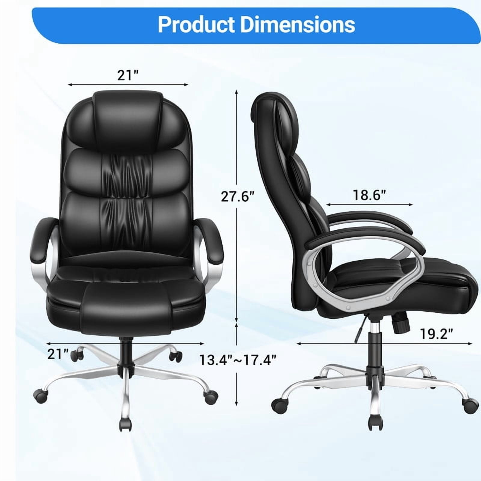 Homall High Back Office Chair, Executive Leather Desk Chair with Padded Armrests Swivel Task Chair with Lumbar Support, Black