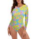 thumbnail image 1 of Traje De Baño De Una Pieza Bikinis de una pieza estampados Traje de baño sin espalda Traje de baño sexy (Azul Rosa XL) Cgtredaw Para estrenar, 1 of 1
