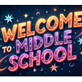 thumbnail image 3 of Welcome to Middle School Banner Backdrop Stars Decoration Photography Props Background Party Event Classroom Supplies Celebration Sign Decor School, 3 of 3