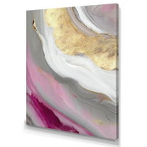 Designart Pink And Gold Marble Abstract VI Canvas Wall Art
