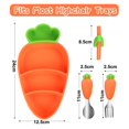 thumbnail image 2 of Cuchara, tenedor y plato de silicona para niños en forma de zanahoria con pajita, juego de vajilla para bebé de acero inoxidable y silicona, 2 of 5