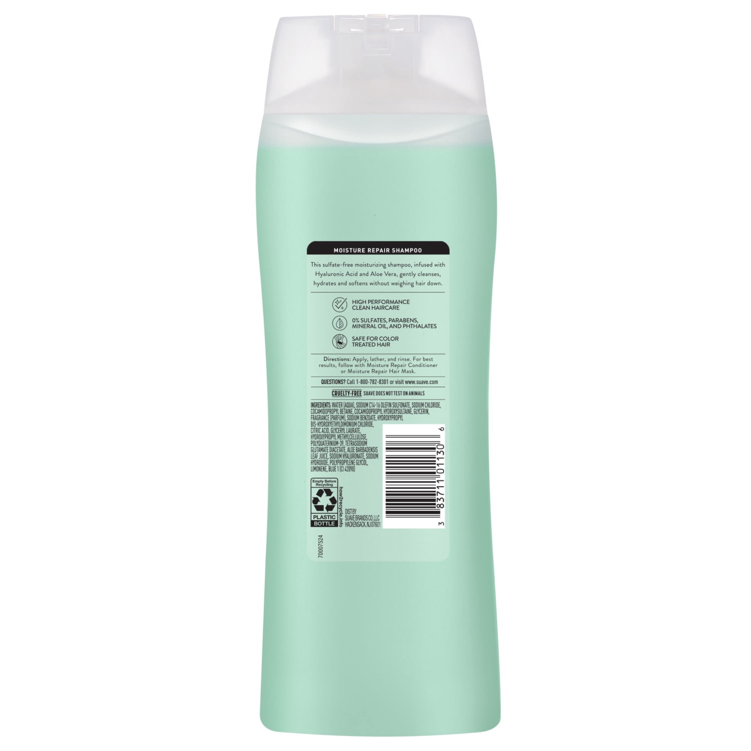 Suave Moisture Repair Sulfate-Free Shampoo with Hyaluronic Acid & Aloe Vera, 18 fl oz