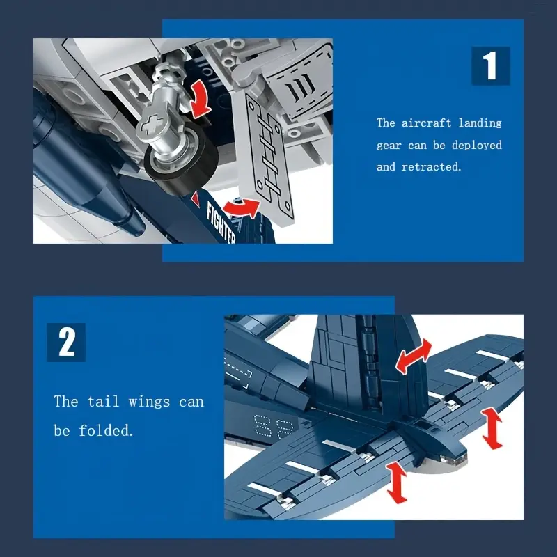 GZBrick WWII F4U Fighter Building Sets Compatible with Lego Military Model Kit for Adults Teens 767PCS