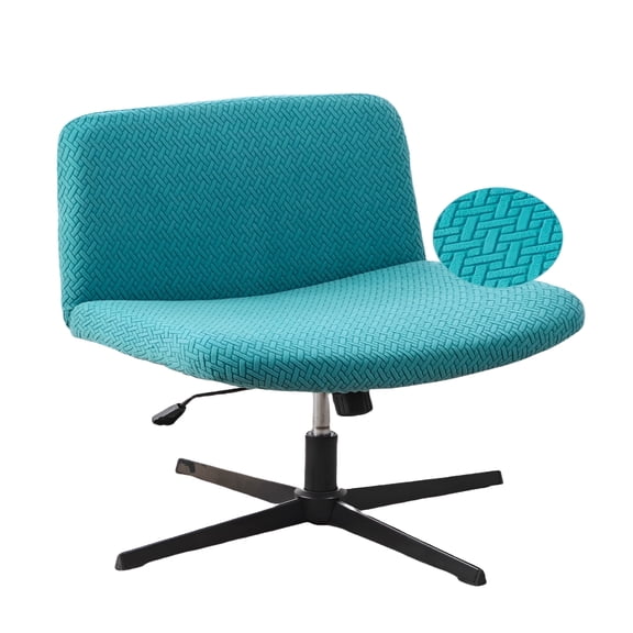 XIBUFE Armless Chair Cover Office Desk Chair Cover,Waterproof and Elastic Criss Cross Chair Cover,Exquisite Vanity Chair Cover,Mid Back Wide Seat Accent Chair Covers (Peacock-Blue,T-Type)