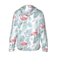 thumbnail image 3 of Uemuo Tropical Flamingo Pattern Women's Full Zip UPF 50+ Sun Protection Hoodie Jacket Long Sleeve Sun Shirt Hiking Outdoor Performance with Pockets-, 3 of 9