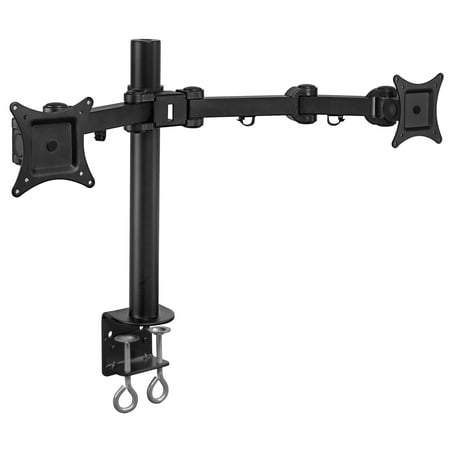 mount-it! dual lcd monitor desk mount stand heavy duty fully adjustable arms fits 2 / two screens 13 to