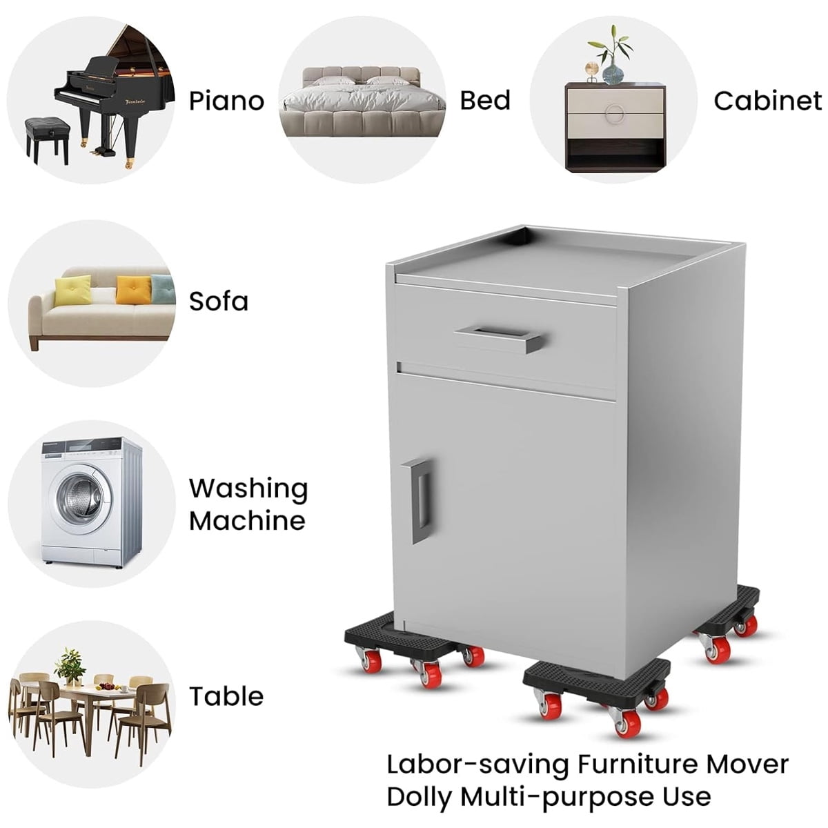 Heavy Duty Furniture Lifter, 360° Rotation Wheels for Smooth Maneuvering, Designed for Moving Heavy Furniture, Cabinets, and Appliances Effortlessly in Any Living Environment