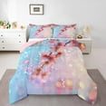 thumbnail image 2 of Erosebridal Pink Blossoms Bedding Sets King with Comforter, Flower Floral Duvet Insert, Glitter Dots Reversible Down Comforter, Microfiber Room Decor, 3 Pieces, 2 of 8