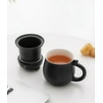 thumbnail image 4 of Ceramic Tea Mug with Infuser and Lid, Dingrich 350ml Cute Cat Tea Cup with Filter for Steeping Loose Leaf, Handmade Porcelain Teacup for Home Office (Black), 4 of 10
