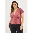 thumbnail image 1 of Blusa de satin cuello V Roman Fashion /Tallas Extras, 1836 (Palo de rosa) rosa 36, 1 of 6