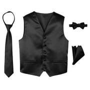 Spring Notion Boys' 4-Piece Satin Tuxedo Vest Set 2T Black