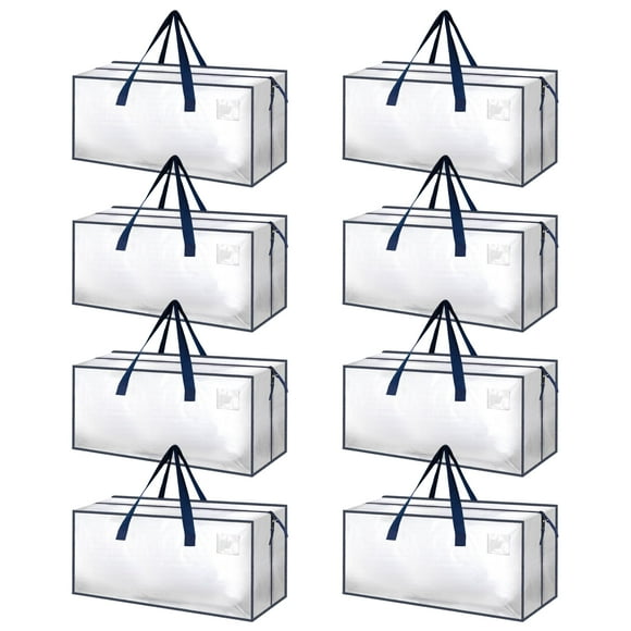 Bolsas de mudanza HealSmart extra grandes, paquete de 8 unidades, 95 L, con cremalleras transparente