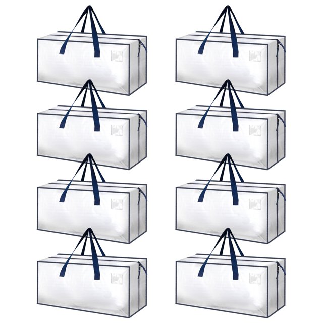 Bolsas de mudanza HealSmart extra grandes, paquete de 8 unidades, 95 L, con cremalleras transparente