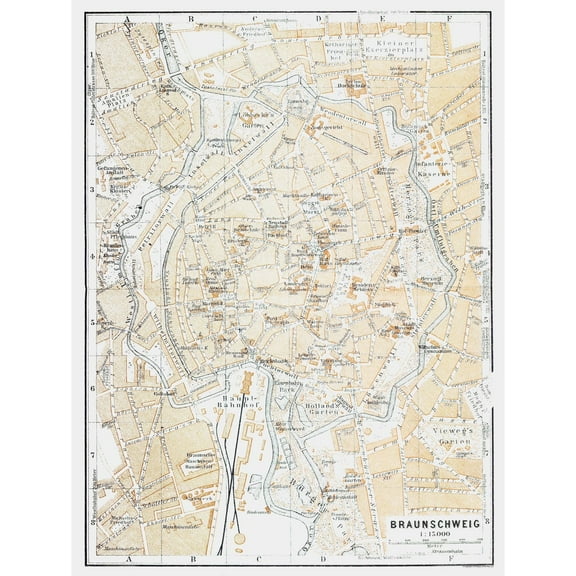 Historic Map - Braunschweig Germany - Baedeker 1914 - Vintage Wall Art