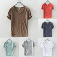 thumbnail image 3 of Mens T Shirt Pure Color V Collar Short Sleeved Tops Tees Slim Fitness T-Shirts, 3 of 7