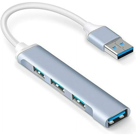 Mini USB Hub Extensions, 4 Port USB 3.0 Expander, USB 2.0 Hub, Adapter Station, Ultra Slim Portable Data Applicable for Laptop, iMac Pro, MacBook Air, Mac, Notebook PC, Splitter Aluminum