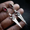 thumbnail image 1 of Pendientes de borla con forma de daga y rubí exagerados y creativos retro, pendientes exagerados de moda para damas, regalo, 1 of 5