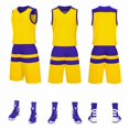 thumbnail image 1 of Conjunto de uniforme de baloncesto, camiseta estampada para hombres y mujeres, uniforme de equipo de competición deportiva de entrenamiento para niños, camiseta de estudiante universitario al, 1 of 5