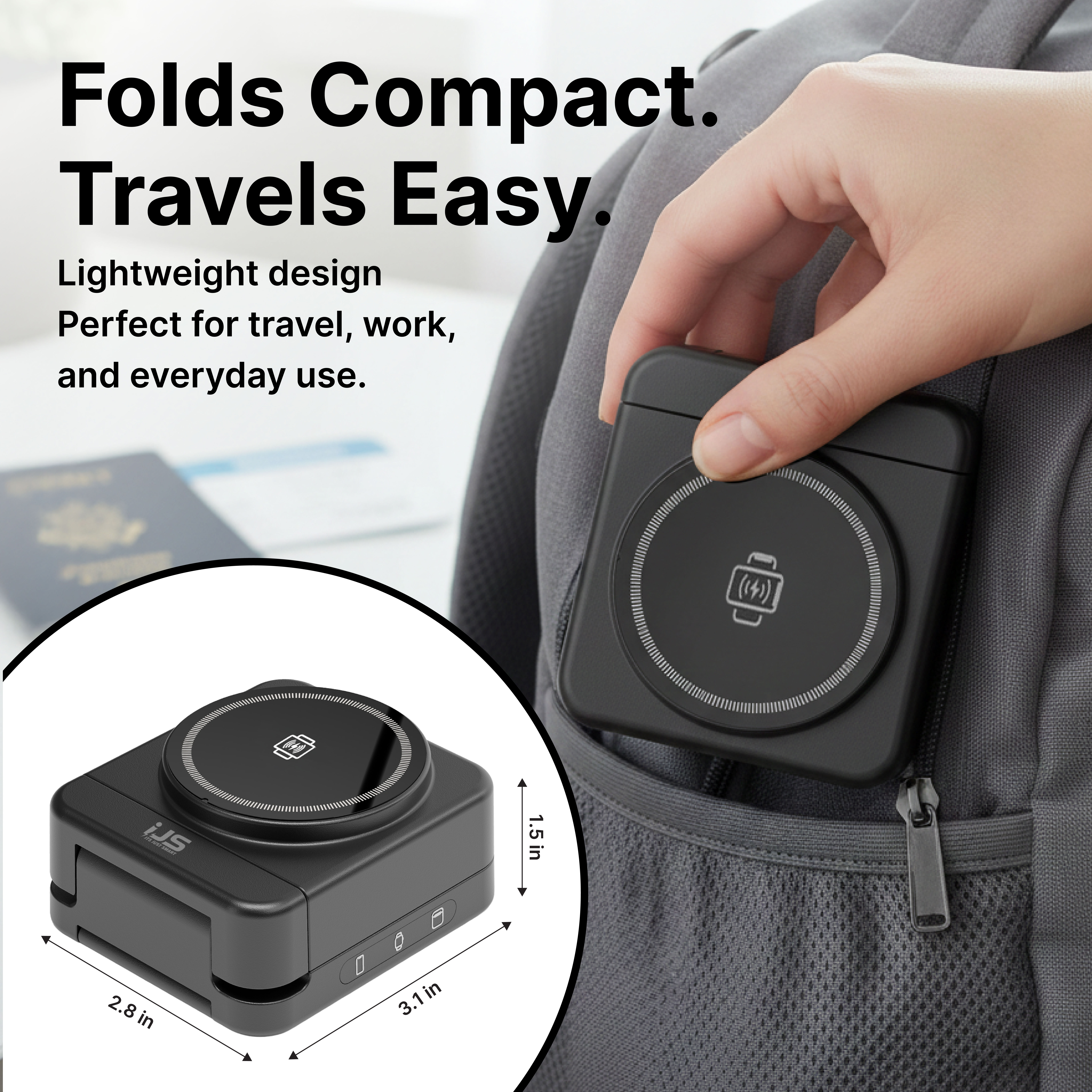 It's Just Smart 3-in-1 Magnetic Wireless Charging Station, Black photo 6