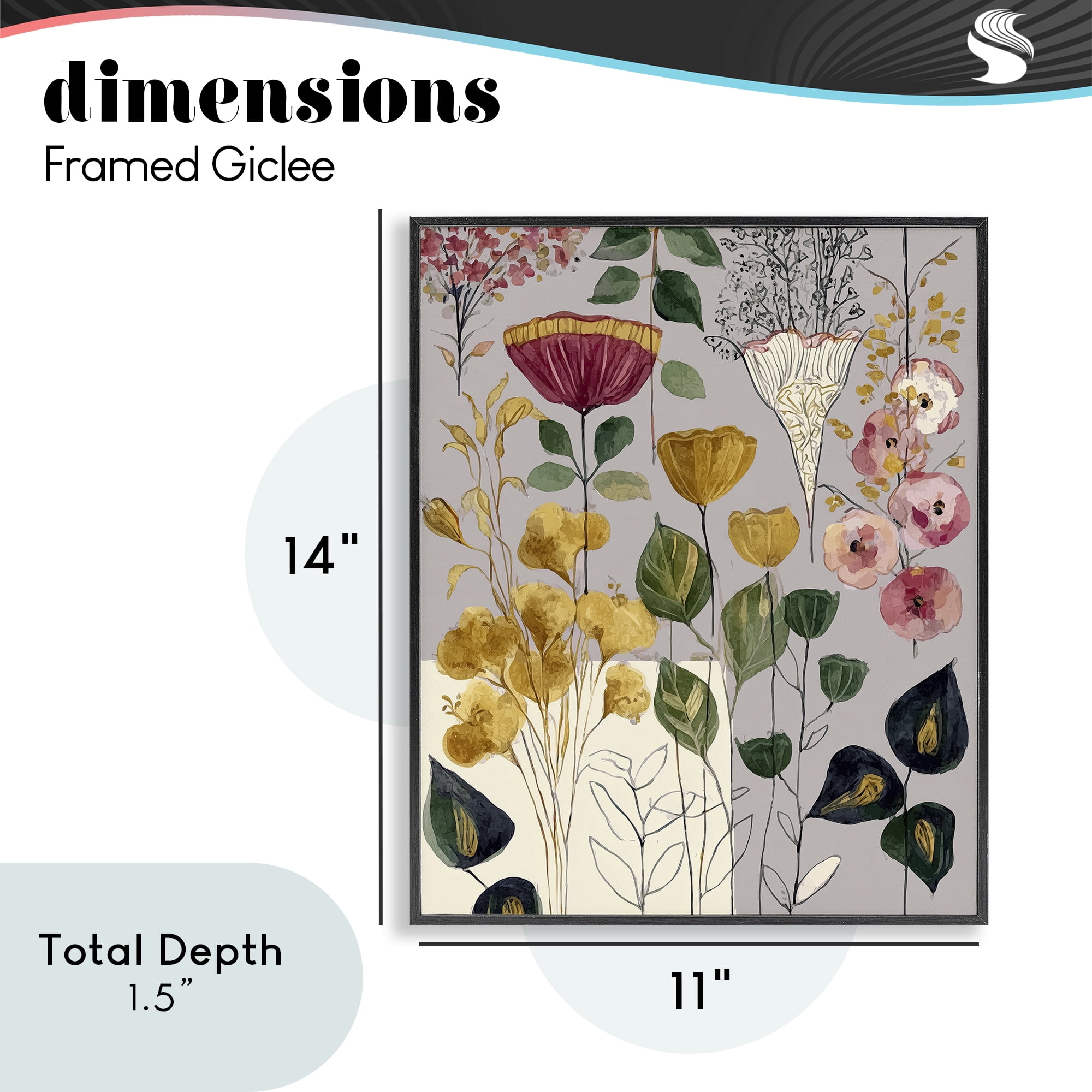 Playful Assumptions Foliage Black Framed Giclee Art, design by Annabelle Hall