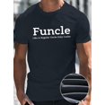 thumbnail image 1 of Camiseta de algodón de cuello redondo para hombre con estampado "Funcle - Like a Regular Uncle Only Cooler", estilo casual, ligeramente elástica, absorbente de sudor, ideal para deportes y actividades, 1 of 5