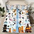 thumbnail image 2 of Feelyou Blue Ghost Skeleton Bed Sheets, Cartoon Sugar Halloween King Sheets, Teen Boy Girl Kid Sheet Set, Super Cozy Room Decor, 4 Pieces, 2 of 7