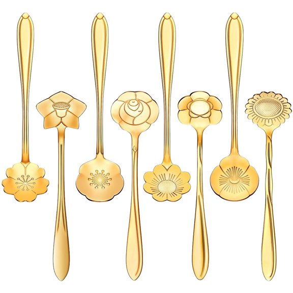 8 pcs Flower Spoon,Coffee Teaspoon Set Stainless Steel Tableware Creative Sugar Spoon Tea Spoon-12.5*2.8cm