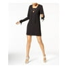 MICHAEL KORS $155 Womens New 1319 Black Bell Sleeve Fit + Flare Dress L B+B