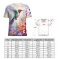 thumbnail image 2 of Flower Hummingbird Women's Short Sleeve T-Shirt Crew Neck Casual Summer Trendy Loose Fit Tops, 2 of 6