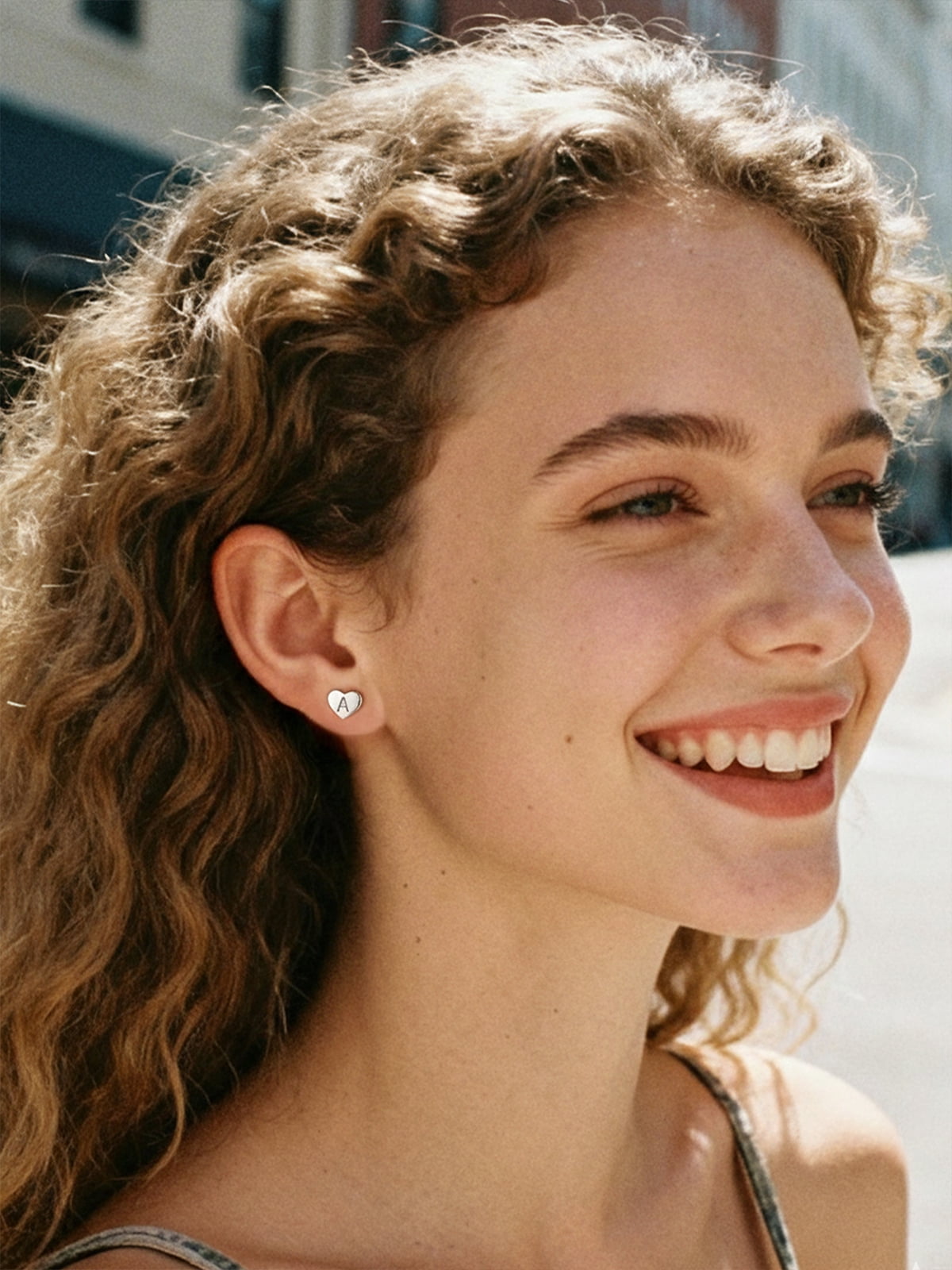 Silvora Initial Heart Stud Earrings for Women Sterling Silver Hypoallergenic Letter A Earrings Charm Mother Daughter Christmas Birthday Jewelry Gift