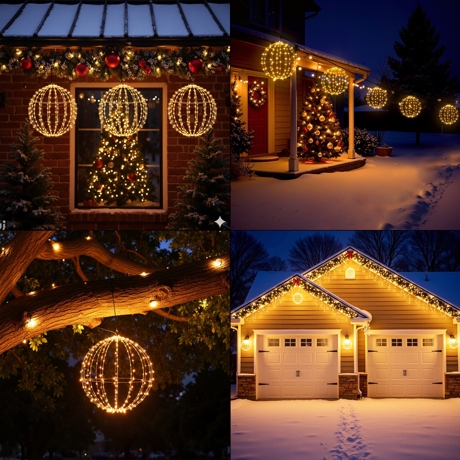 272 LED Christmas Ball Lights, 20 Inch Lighted Sphere Balls with 8 Lighting Modes & Timer, Waterproof for Outdoor Christmas Decorations Yard Porch Garden Patio Trees Holiday Lights Home Yard Display