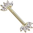 thumbnail image 5 of 14 Karat Solid Gold Nipple Ring Barbell 14 Gauge  Threadless Fan CZ, 5 of 6