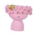 thumbnail image 3 of Jarrón de resina con cabeza de niña, soporte para brochas de maquillaje, escultura, jarrones florales, estatua de arte de mesa Rosa, 3 of 9