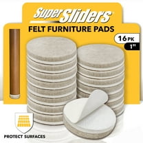 Super Sliders 1-Inch Round Self-Stick Felt Furniture Pads for Hardwood Floors - Beige, 16 Pack