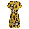 thumbnail image 5 of Leopard Sunflower Women's Dress Short Sleeve Summer Sundress Summer Women Clothes, 5 of 7